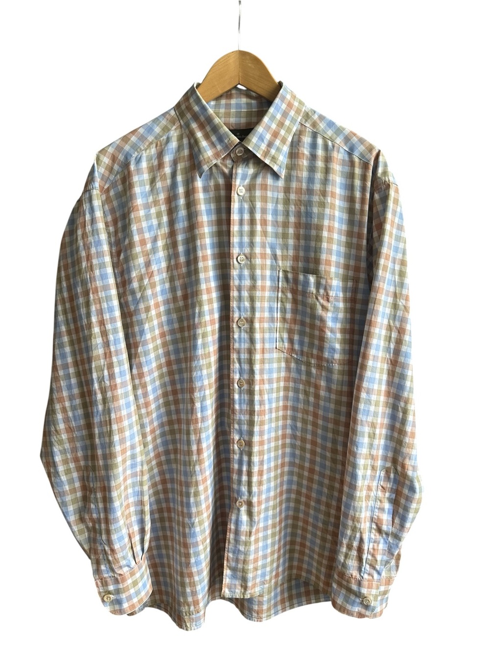 Ermenegildo Zegna Men’s L Made in Italy Check Dress Shirt 100% Cotton